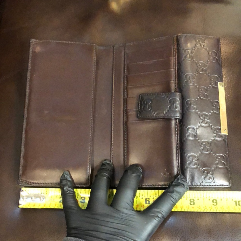 GUCCI GG Guccissima Brown Lambskin Continental Bifold Wallet with Coin Section - Picture 4 of 16